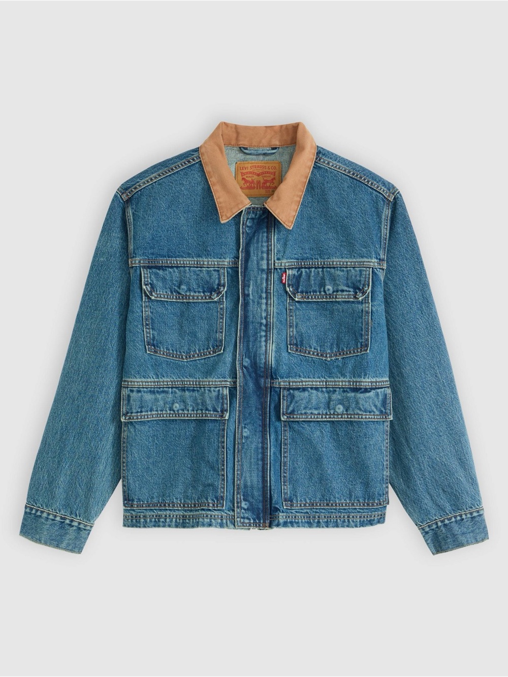 Levi's Blue Denim Barn Jacket with Tan Collar